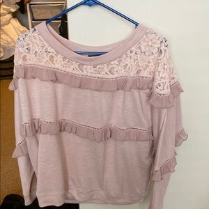 Love Sam Pink Ruffled Long Sleeve Blouse
